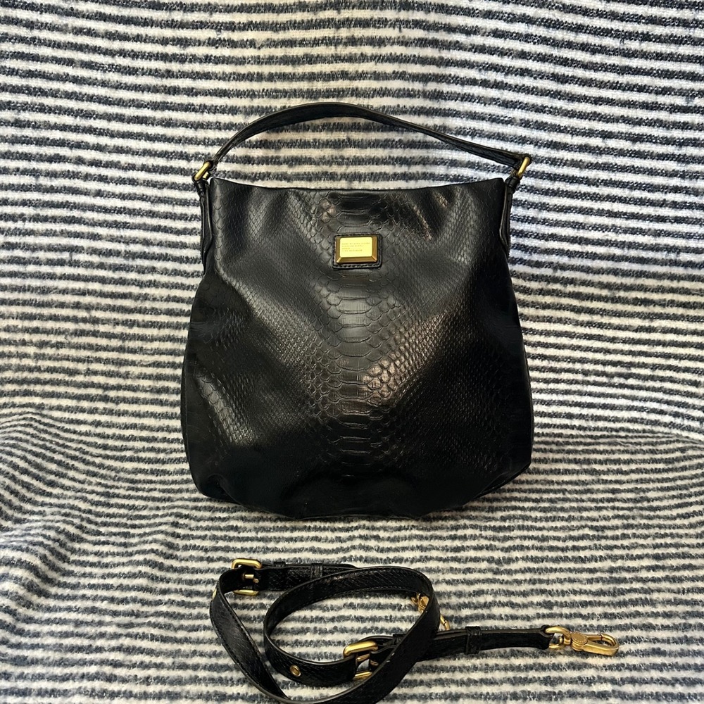 Marc By Marc Jacobs Black Python Embossed Leather… - image 1